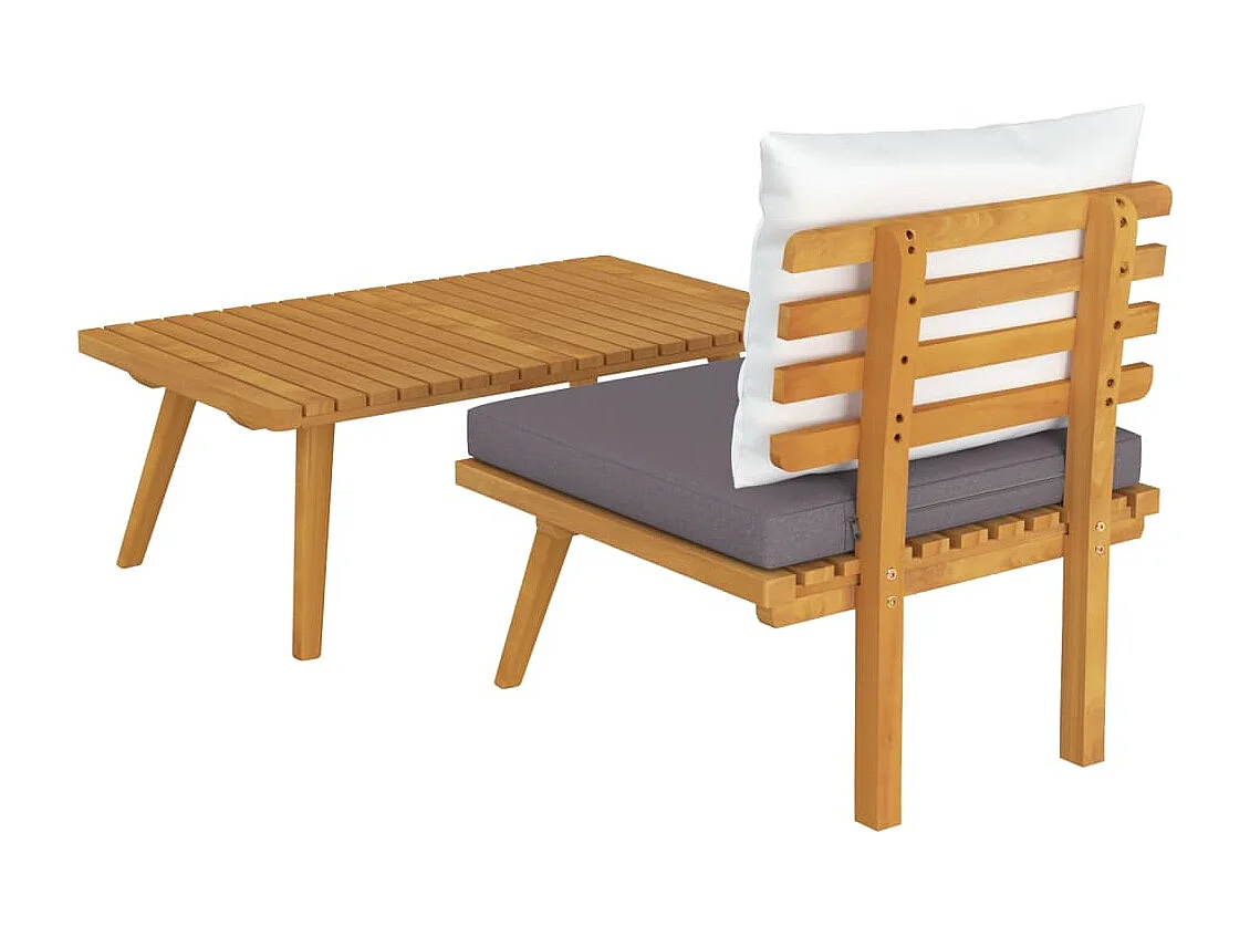 2-tlg. Garten-Sitzgruppe: Sofa + Tisch | Garten-Lounge-Set mit Kissen Massivholz Akazie -GKD510854