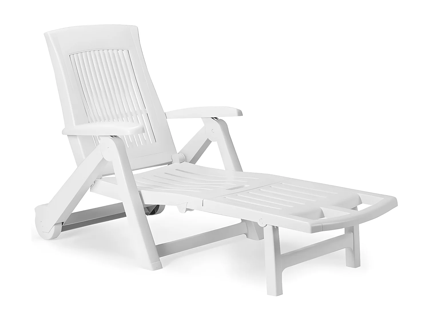 Espreguiçadeira Dantonel, espreguiçadeira ajustável para jardim com rodas, espreguiçadeira ao ar livre, 100% Fabricado na Itália, 195x72h101 cm, Branco