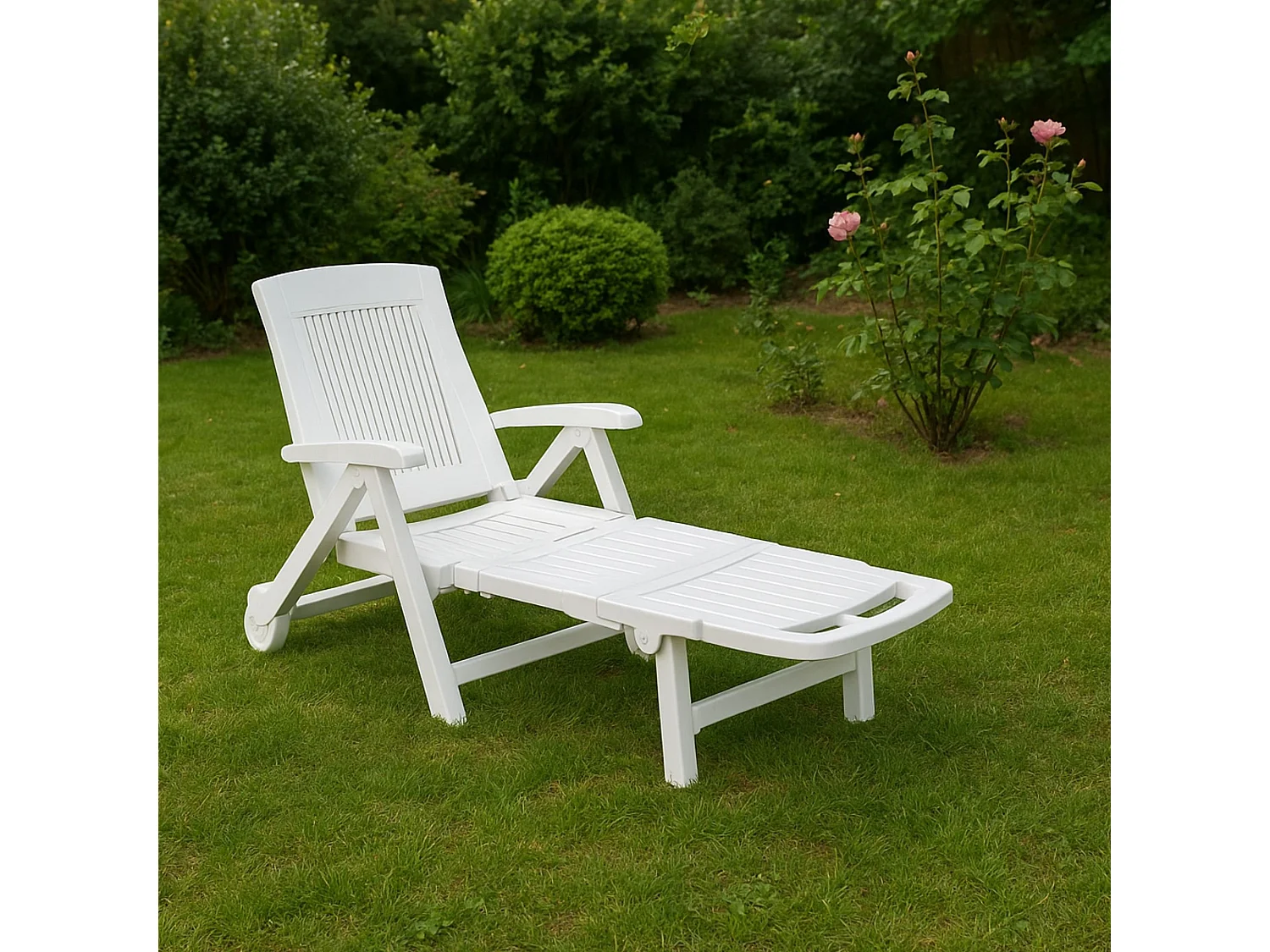 Dmora - Lettino prendisole Adam, Cm 195x72h101, Bianco