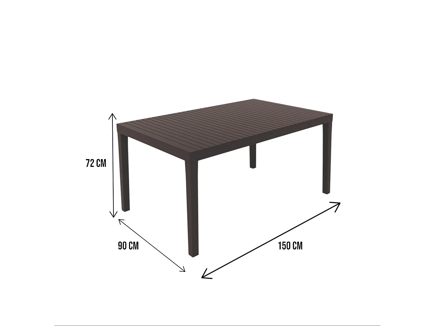 Table d'extérieur Danastas, Étagère à manger rectangulaire, Table de jardin polyvalente, 100% Made in Italy, 150x90h72 Cm, Anthracite
