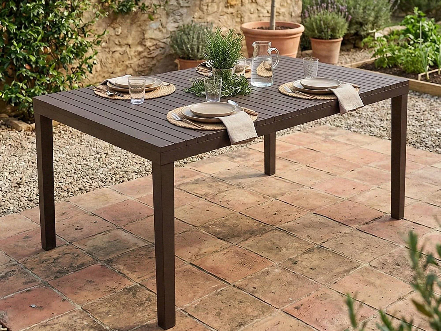 Mesa de exterior Danastas, Mesa de comedor rectangular, Mesa de jardín multiusos, 100% Made in Italy, 150x90h72 Cm, Antracita