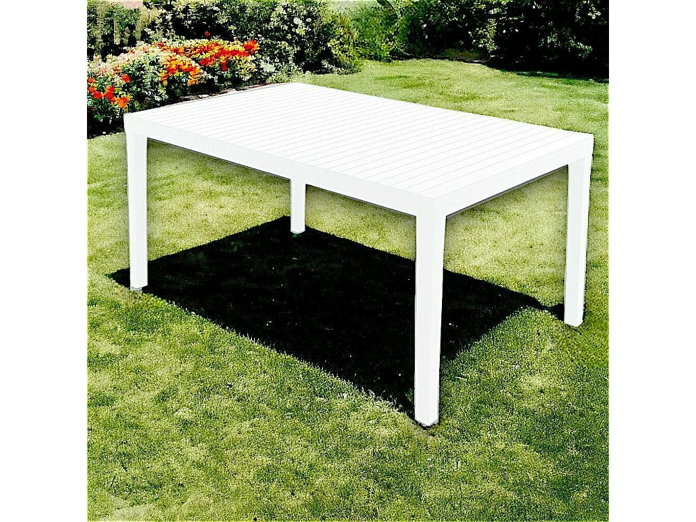 Danastas buitentafel, rechthoekige eettafel, multifunctionele tuintafel, 100% gemaakt in Italië, 150x90h72 cm, wit