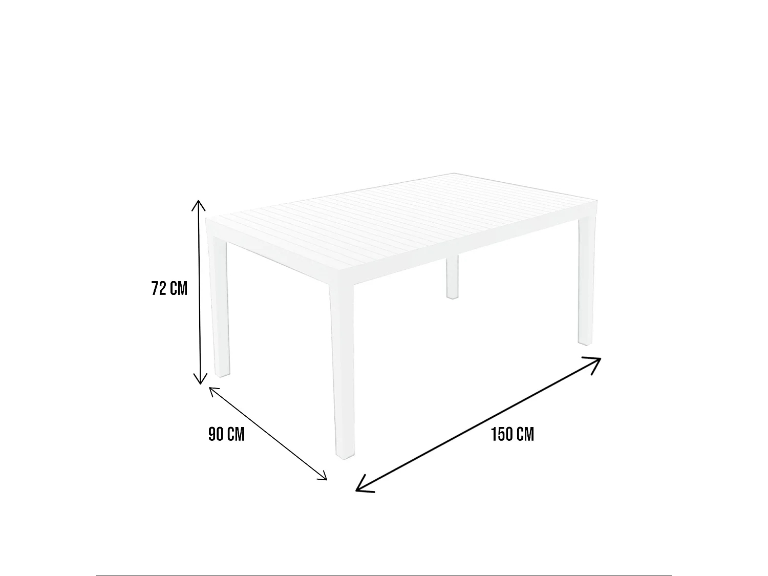 Danastas buitentafel, rechthoekige eettafel, multifunctionele tuintafel, 100% gemaakt in Italië, 150x90h72 cm, wit