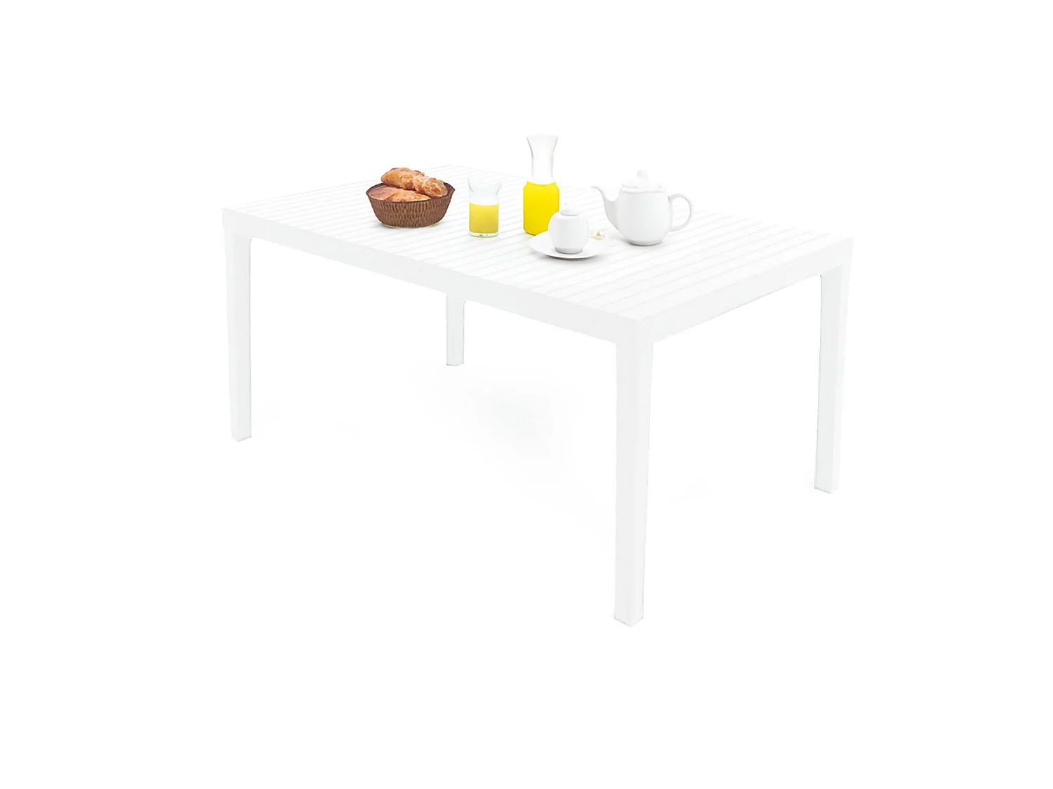 Table d'extérieur Danastas, Etagère à manger rectangulaire, Table de jardin polyvalente, 100% Made in Italy, 150x90h72 Cm, Blanc