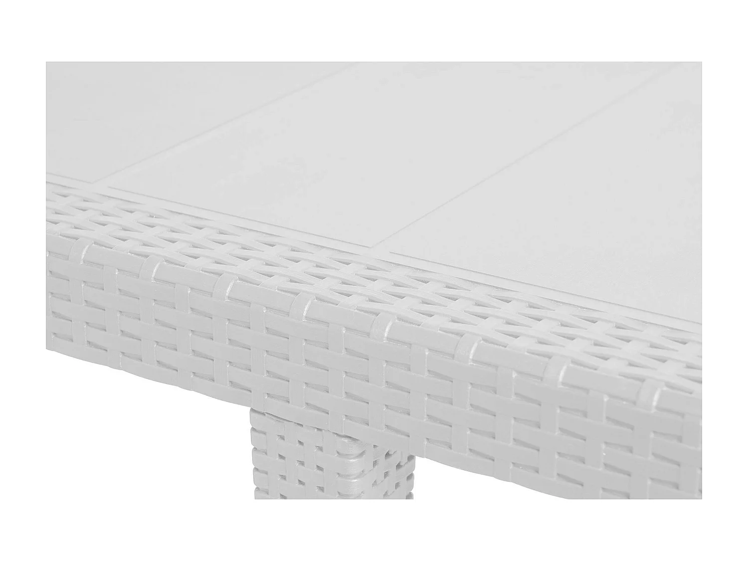 Mesa externa Dantonaz, Mesa de jantar extensível retangular com 4 cadeiras incluídas, Mesa e assentos de jardim com efeito Rattan, 100% Fabricado na Itália, Branco