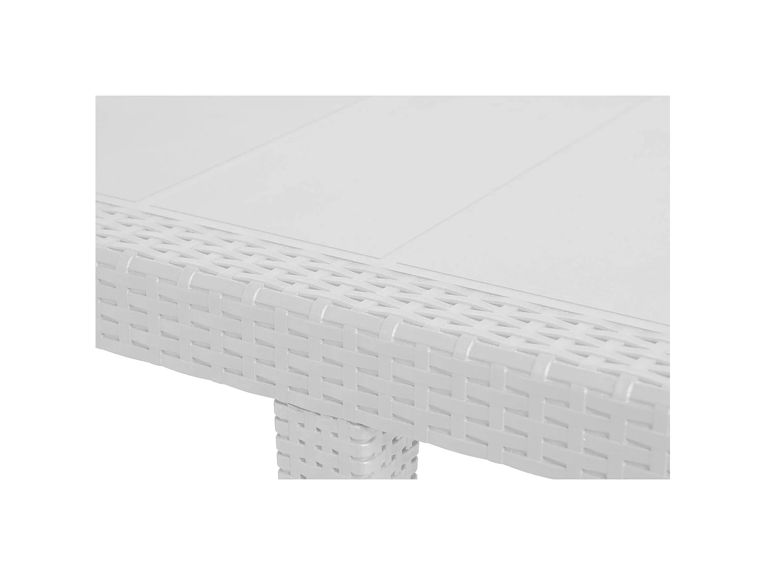 Ensemble table extensible et 4 chaises de jardin Dantonaz. Effet rotin, idéal pour l'extérieur, 100% Made in Italy, Blanc