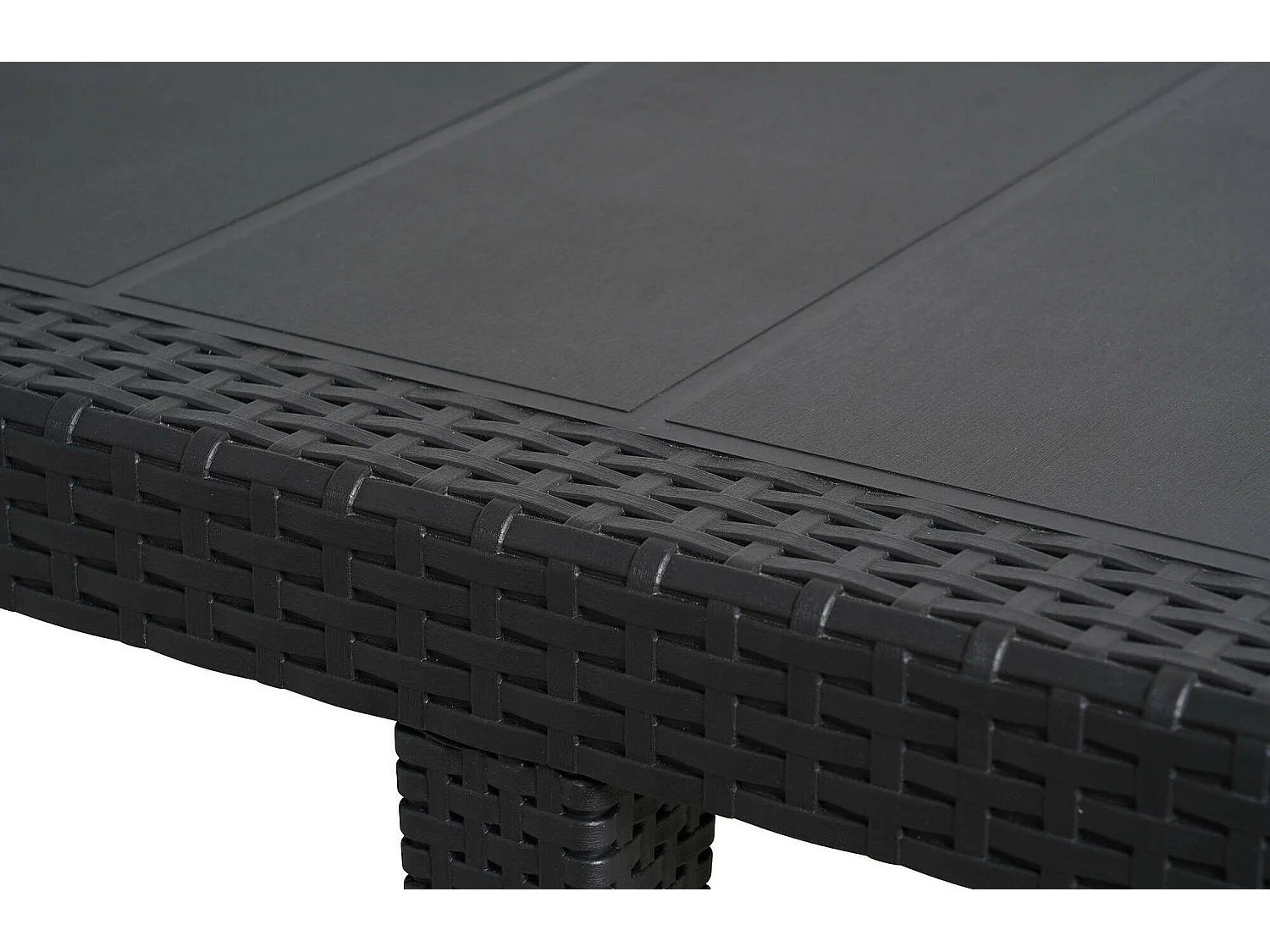 Table d'extérieur Manarola, Table à manger rectangulaire extensible avec 4 chaises incluses, Table et sièges de jardin effet rotin, 100% Made in Italy, Anthracite