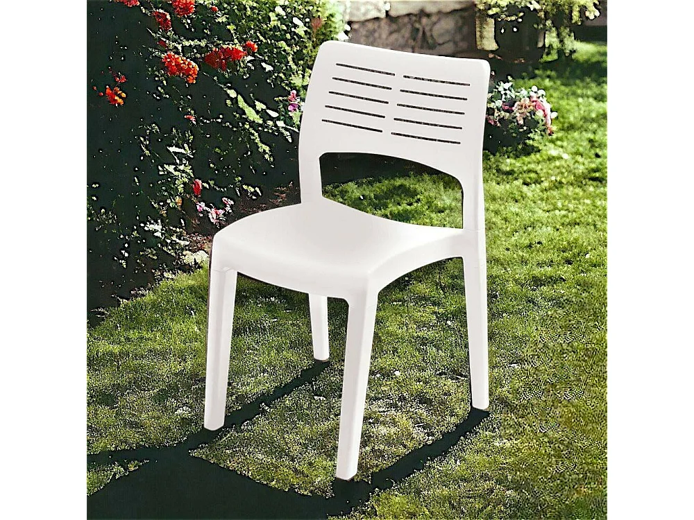 Silla de exterior Dantonin, Asiento de jardín, Silla para mesa de comedor, Sillón de exterior, 100% Made in Italy, 50x51h82 Cm, Blanco
