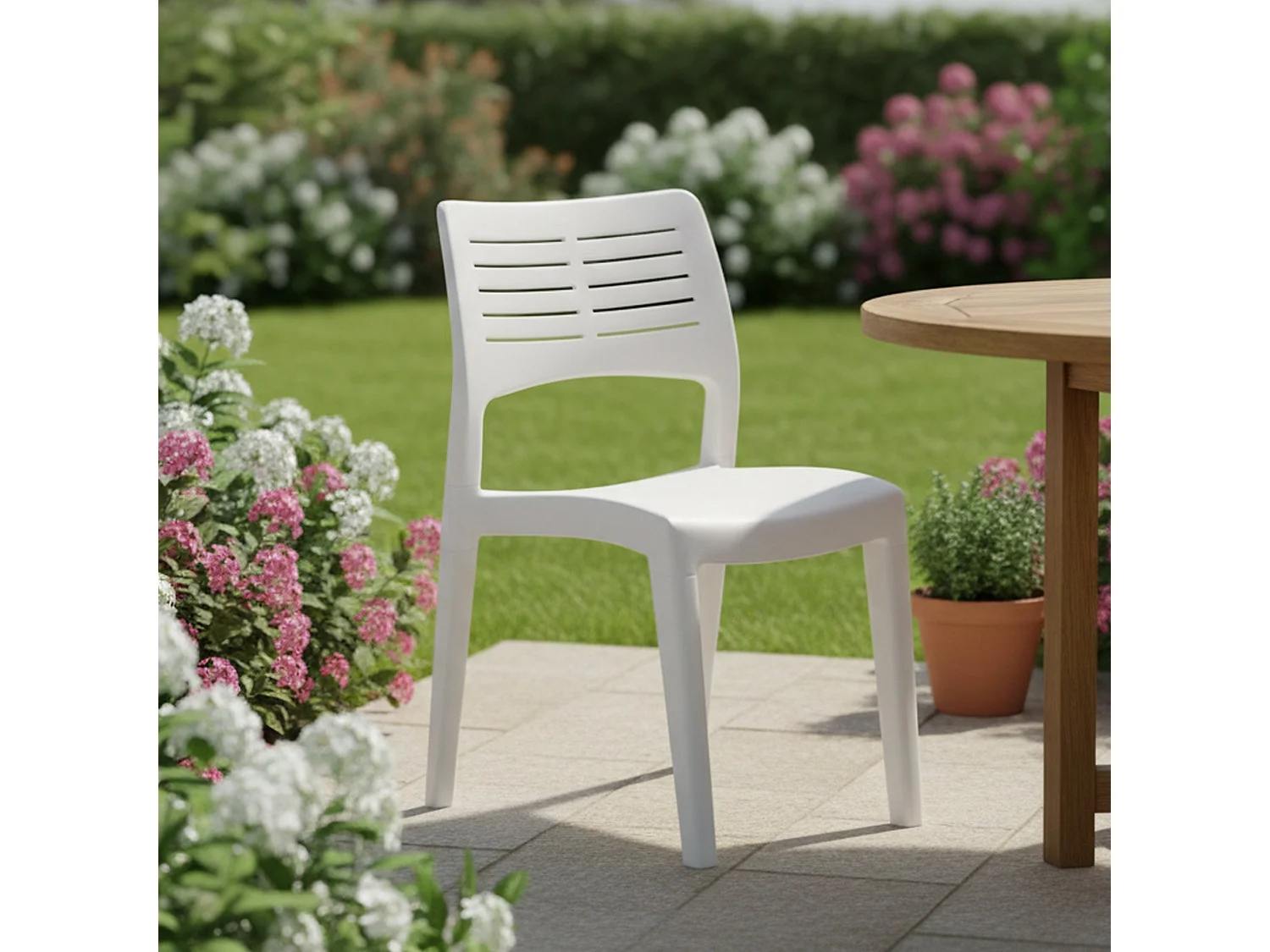 Dantonin buitenstoel, Tuinstoel, Stoel voor eettafel, Buitenfauteuil, 100% Made in Italy, 50x51h82 Cm, Wit