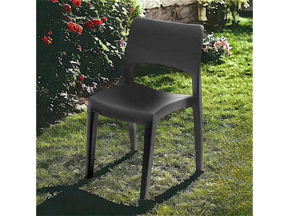 Dametran buitenstoel, Stoel voor eettafel, Buitenfauteuil, Tuinstoel, 100% Made in Italy, 50x51h82 Cm, Antraciet