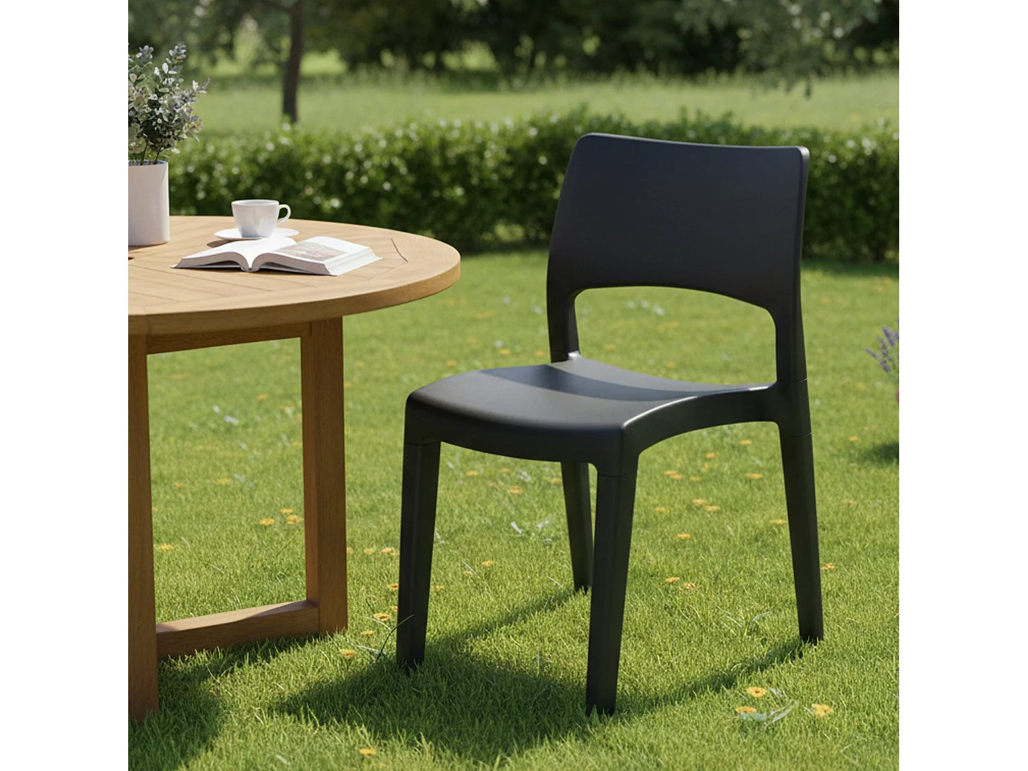 Dametran buitenstoel, Stoel voor eettafel, Buitenfauteuil, Tuinstoel, 100% Made in Italy, 50x51h82 Cm, Antraciet
