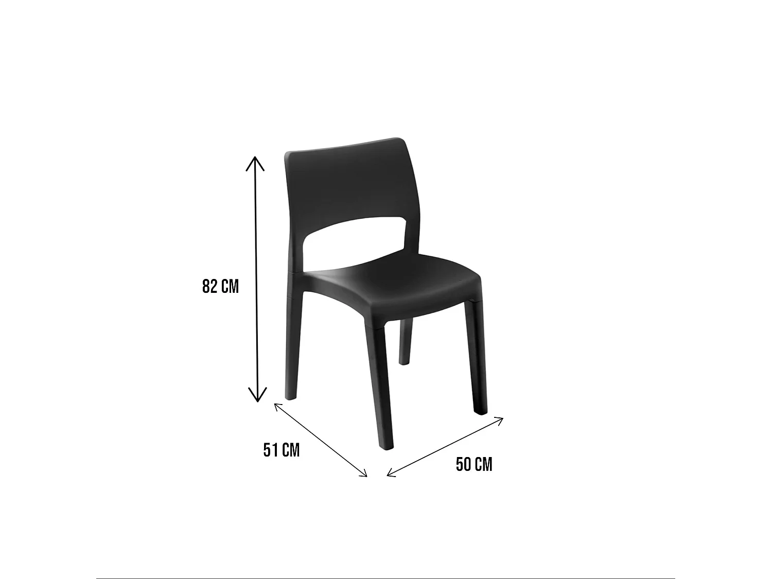 Dametran buitenstoel, Stoel voor eettafel, Buitenfauteuil, Tuinstoel, 100% Made in Italy, 50x51h82 Cm, Antraciet