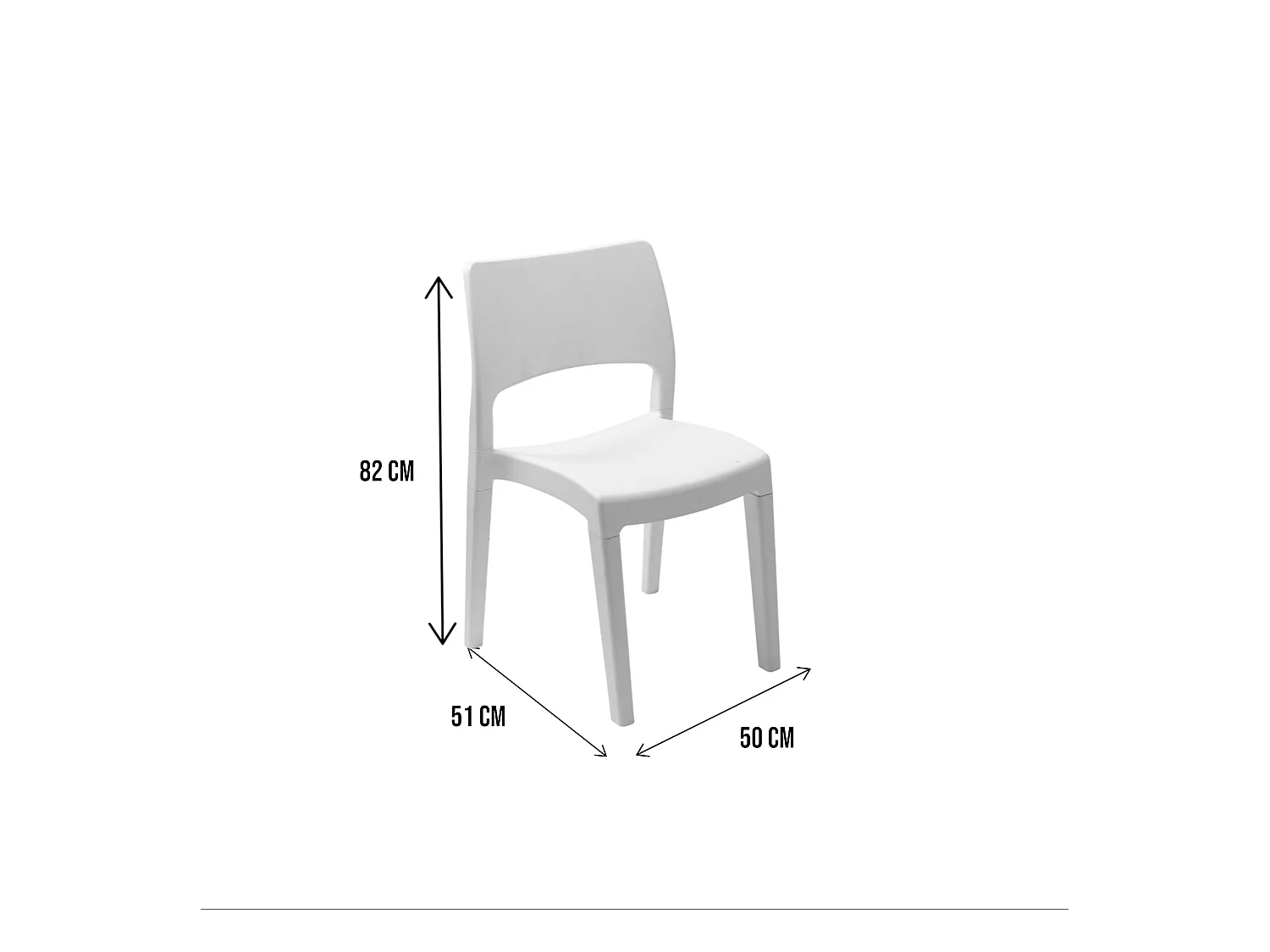 Chaise d'extérieur Dametran, Chaise pour table à manger, Fauteuil d'extérieur, Siège de jardin, 100% Made in Italy, 50x51h82 Cm, Blanc