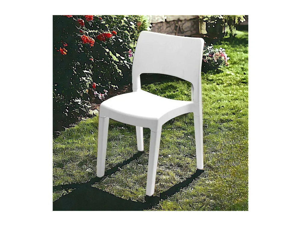 Chaise d'extérieur Dametran, Chaise pour table à manger, Fauteuil d'extérieur, Siège de jardin, 100% Made in Italy, 50x51h82 Cm, Blanc