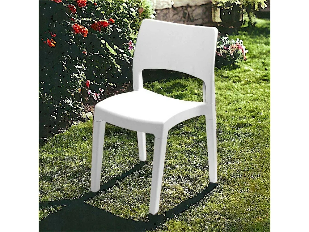Chaise d'extérieur Dametran, Chaise pour table à manger, Fauteuil d'extérieur, Siège de jardin, 100% Made in Italy, 50x51h82 Cm, Blanc