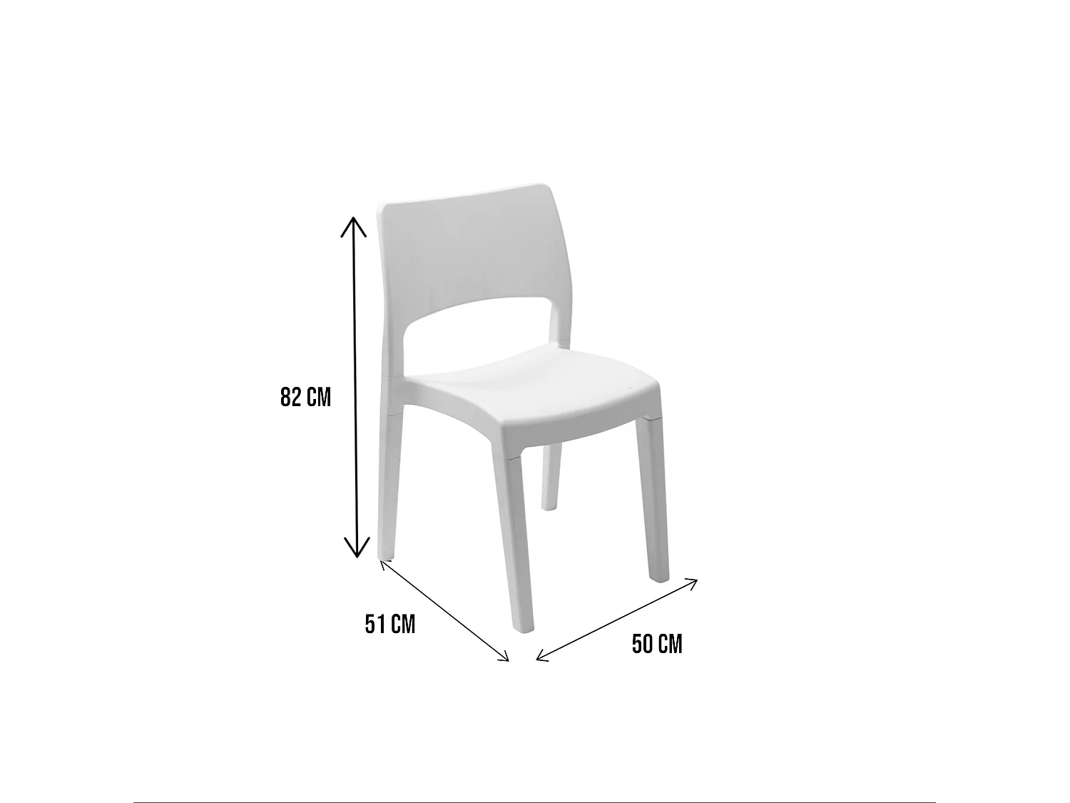 Chaise d'extérieur Dametran, Chaise pour table à manger, Fauteuil d'extérieur, Siège de jardin, 100% Made in Italy, 50x51h82 Cm, Blanc