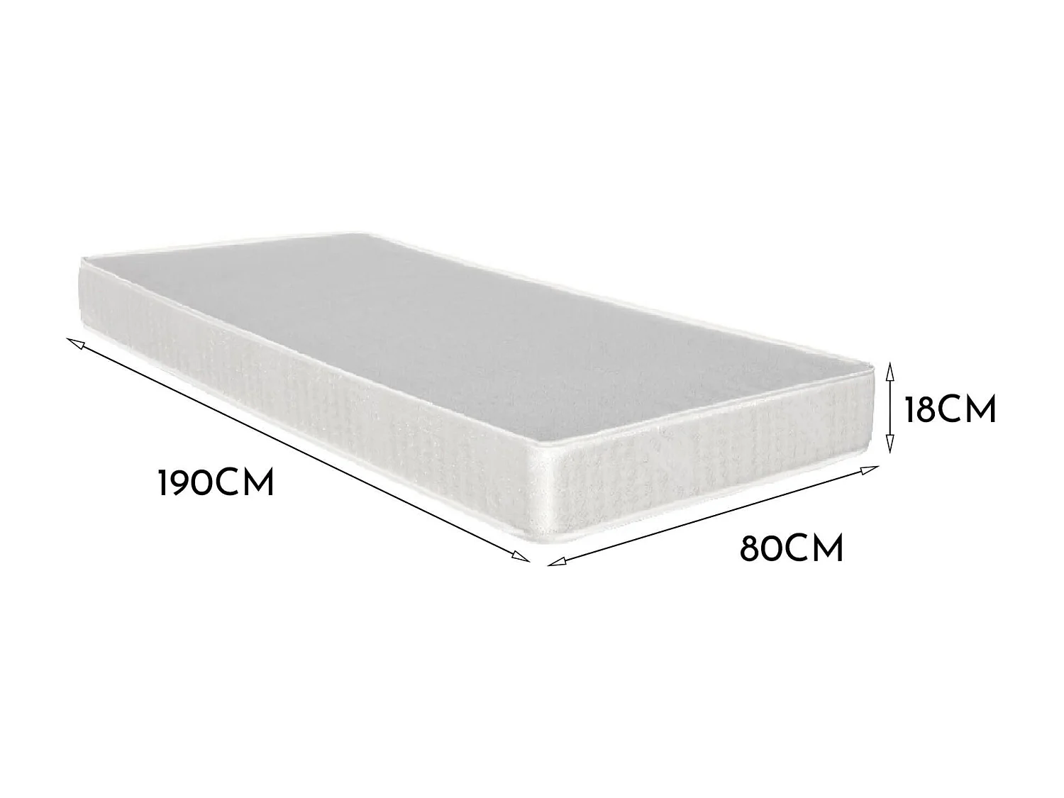 Dabastoflo eenpersoonsmatras, matras van geëxpandeerd polyurethaan, vacuümverpakte opgerolde matras, 100% Made in Italy, 80x190h18 cm