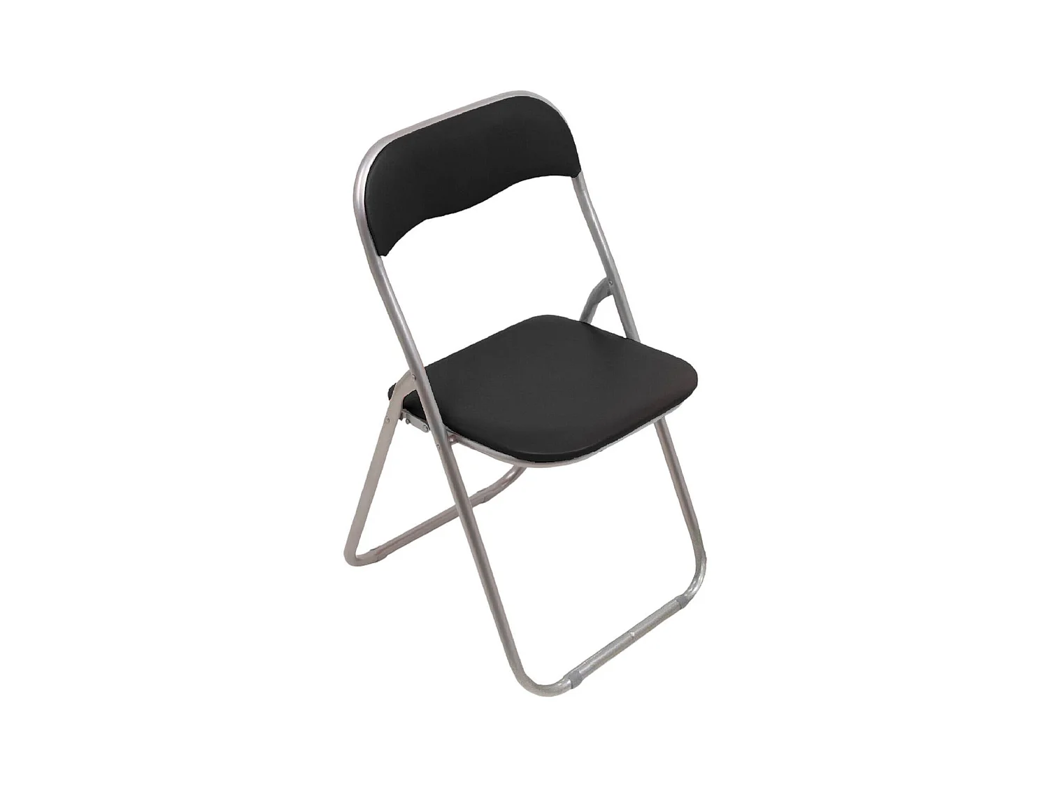 Chaise pliante Dgraf, Chaise peu encombrante, Chaise invité, Siège de réunion en éco-cuir, 43x47h80 cm, Noir