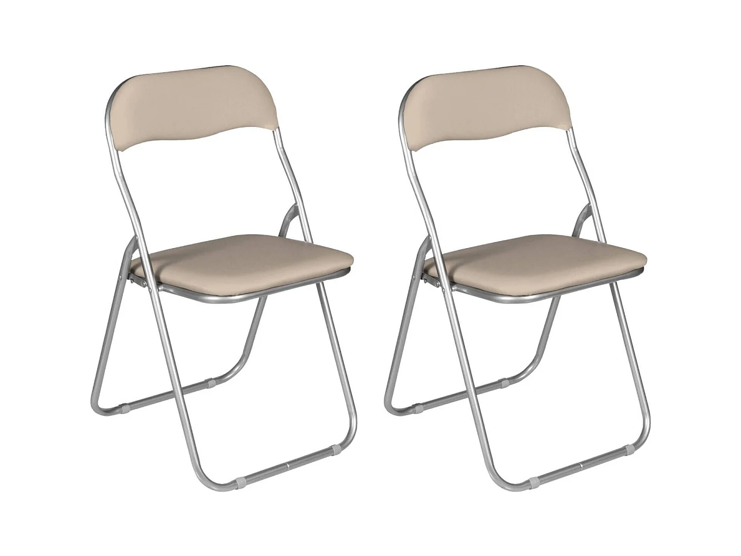 Lot de 2 chaises pliantes Dgraf, Fauteuil gain de place, Chaise invité, Siège de réunion en simili cuir, 43x47h80 cm, Beige