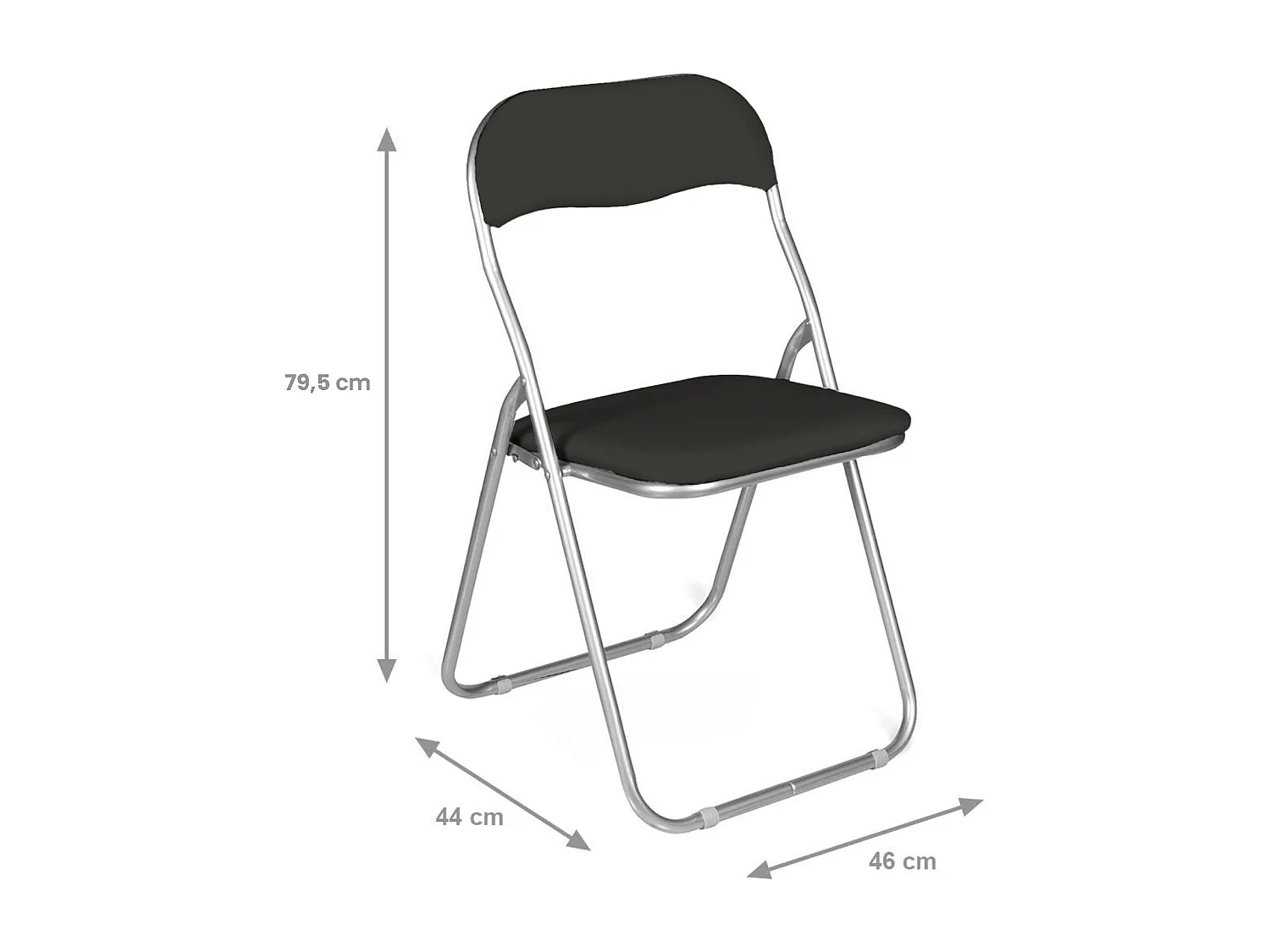 Stoel 0, Set van vier klapstoelen, Ruimtebesparende vergaderstoel, Wachtkamerfauteuil, 43x47h78 cm, Zwart