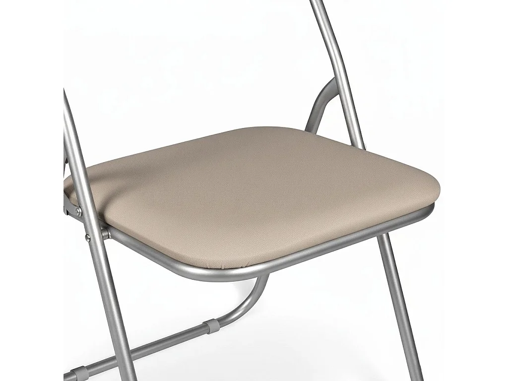 Lot de 6 chaises pliantes Dgraf, Fauteuil gain de place, Chaise invité, Siège de réunion en simili cuir, 43x47h80 cm, Beige