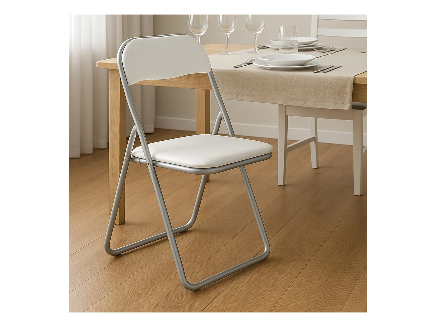 Klapstoel 0, Ruimtebesparende zitting, Vergaderstoel, Wachtkamerfauteuil, 43x47h78 cm, Wit