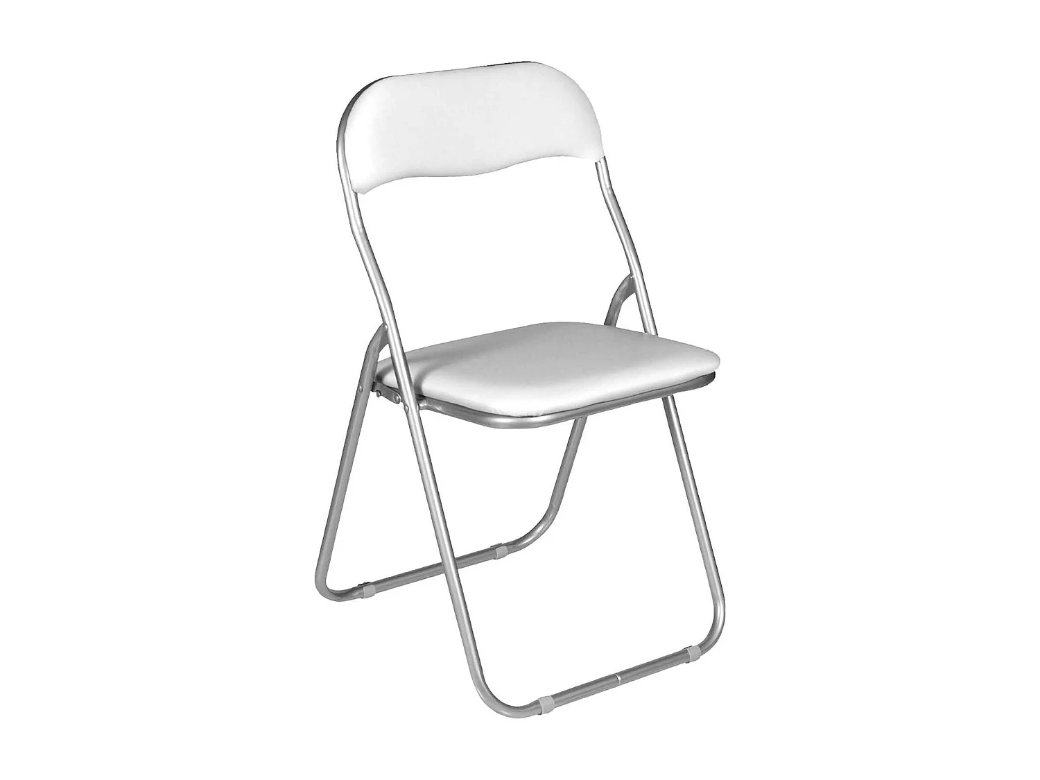 Chaise pliante Dgraf, Chaise peu encombrante, Chaise invité, Siège de réunion en éco-cuir, 43x47h80 cm, Blanc