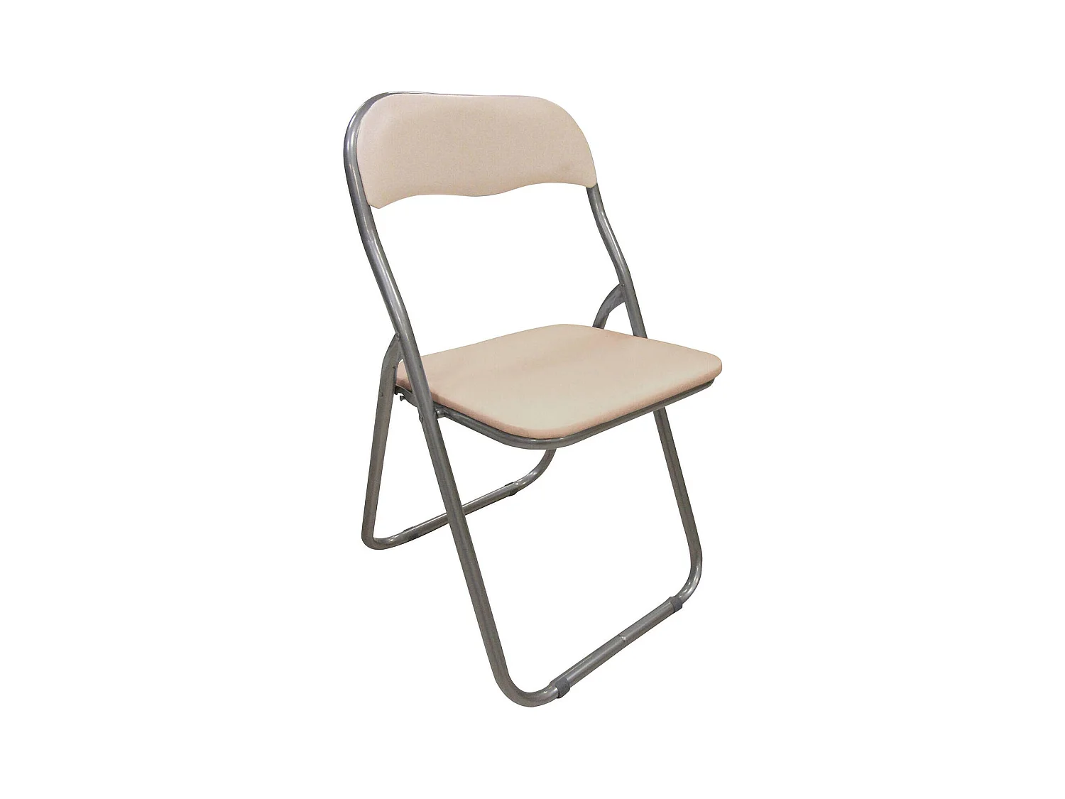 Chaise pliante Dgraf, Chaise peu encombrante, Chaise invité, Siège de réunion en éco-cuir, 43x47h80 cm, Beige