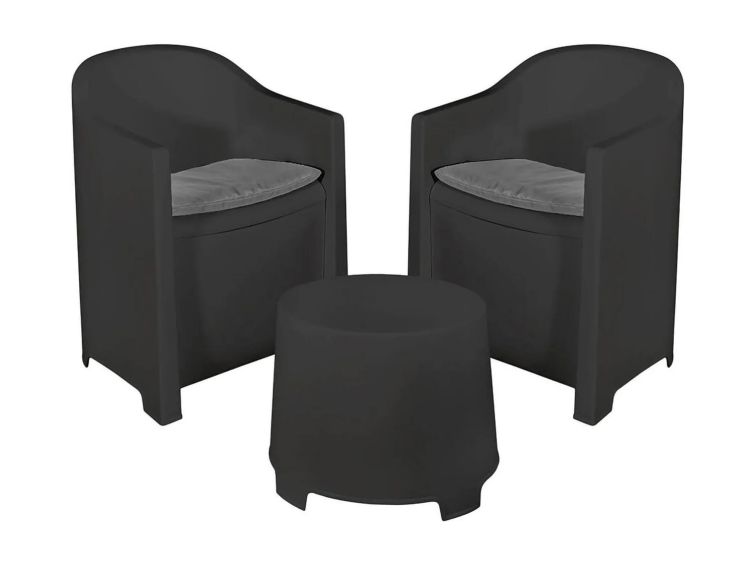 Dandrean buitenloungeset, Tuincompositie met 2 fauteuils en 1 salontafel, Binnen- en buitenlounge met kussens, 100% Made in Italy, Antraciet