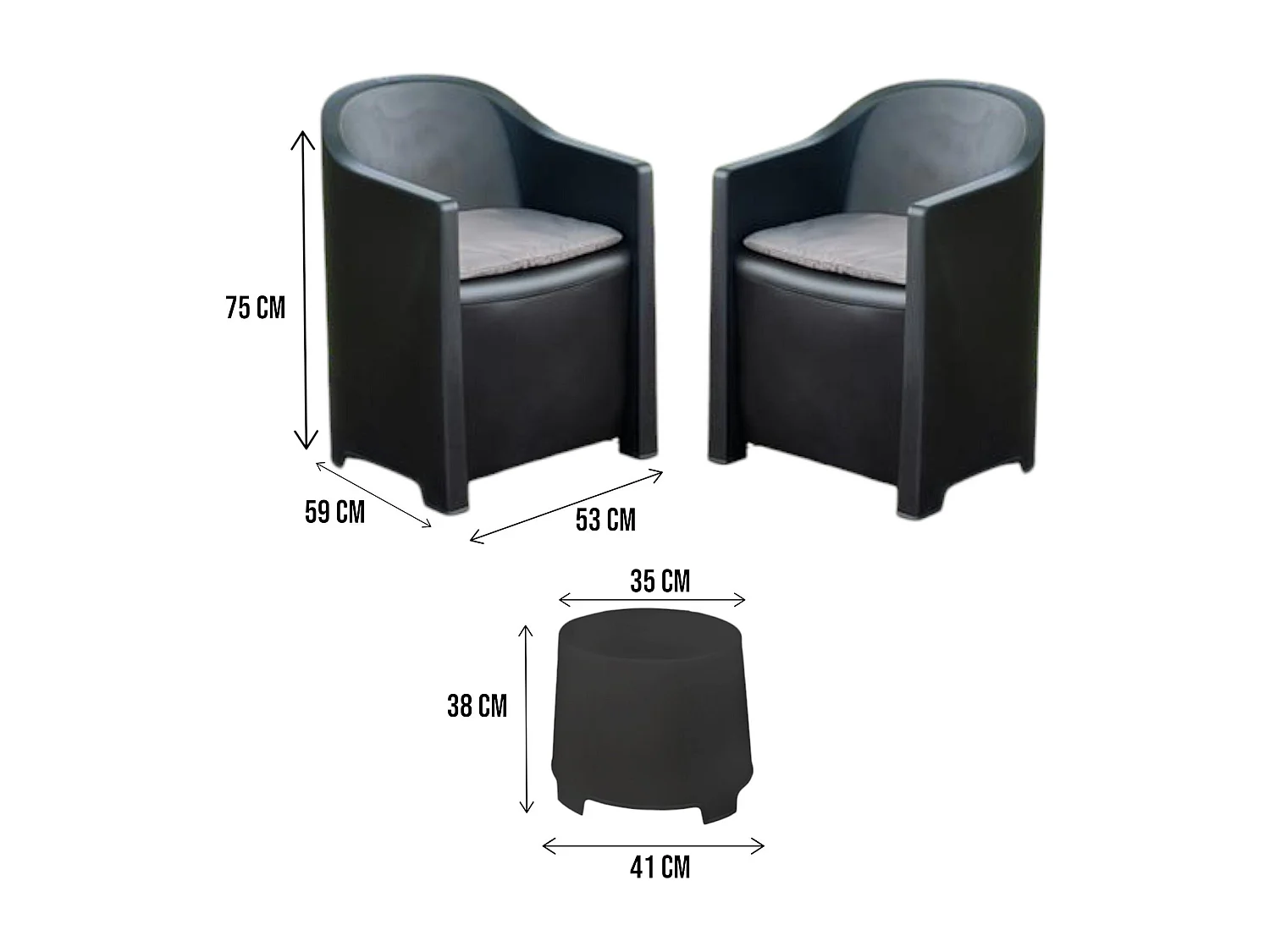 Set Salotto da Esterno Artax, 2 Posti, Nero