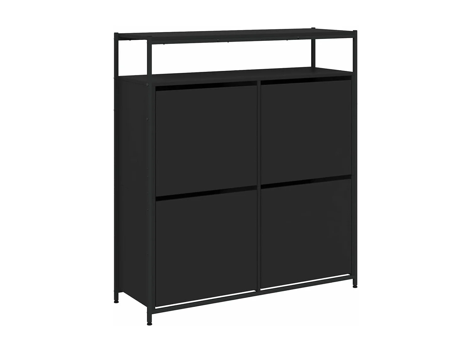 Schuhschrank Schuhregal mit 4 Klappen Schwarz 100x34x112 cm -gkd62310