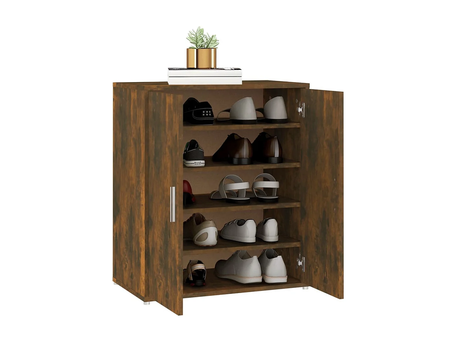 Schuhschrank Schuhregal Räuchereiche 60x35x70 cm Holzwerkstoff -gkd70828