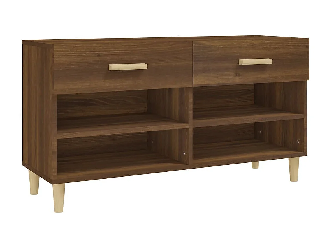 Schuhschrank Schuhregal Braun Eichen-Optik 102x35x55 cm Holzwerkstoff -gkd84537