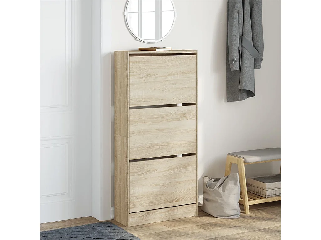 Schuhschrank Schuhregal Sonoma-Eiche 60x21x125,5 cm Holzwerkstoff -gkd36232