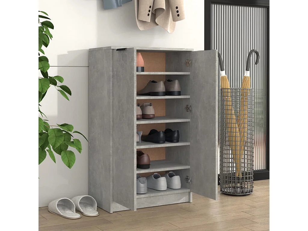 Schuhschrank Schuhregal Betongrau 59x35x100 cm Holzwerkstoff -gkd13069