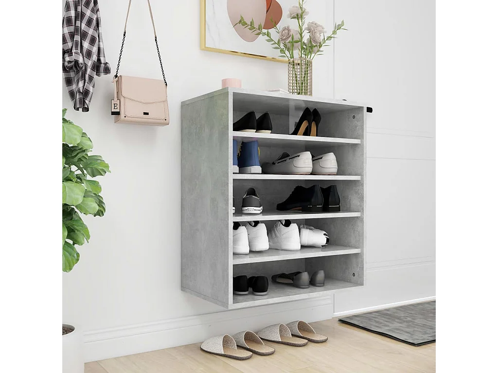 Schuhschrank Schuhregal Betongrau 60x35x70 cm Holzwerkstoff -gkd56315