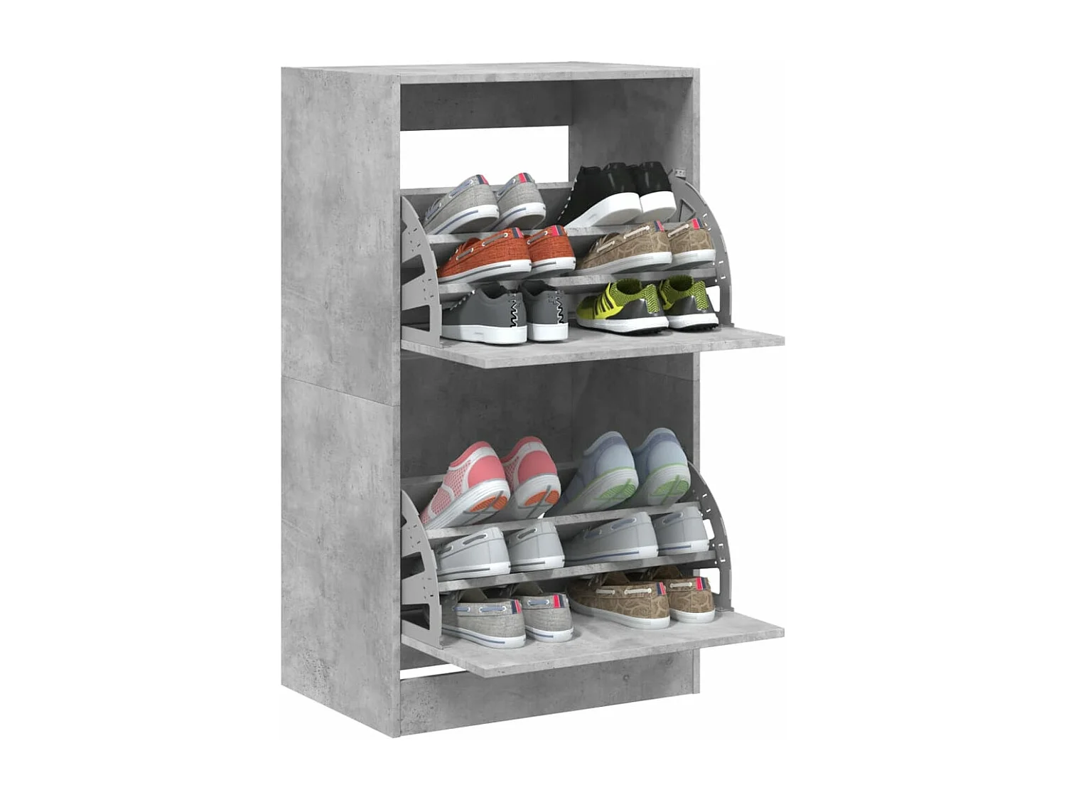 Schuhschrank Schuhregal mit 2 Klappen Betongrau 60x42x108 cm -gkd98308