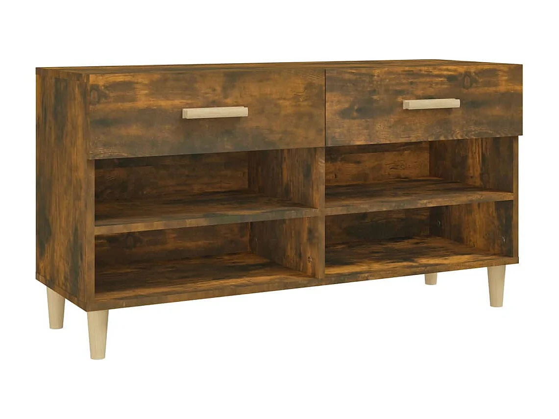 Schuhschrank Schuhregal Räuchereiche 102x35x55 cm Holzwerkstoff -gkd42937