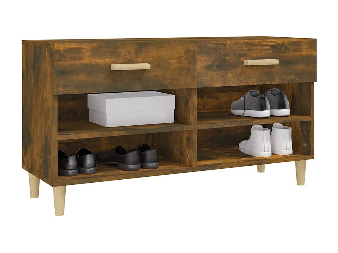 Schuhschrank Schuhregal Räuchereiche 102x35x55 cm Holzwerkstoff -gkd42937