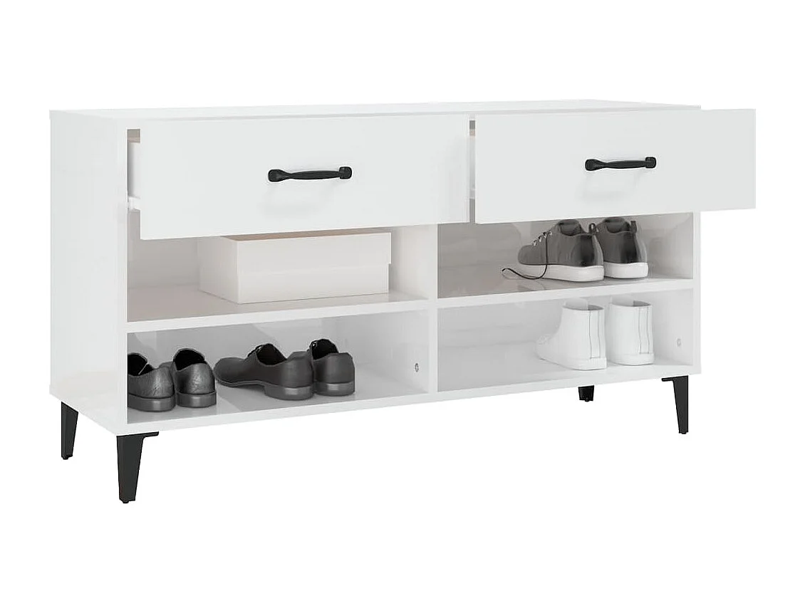Schuhschrank Schuhregal Hochglanz-Weiß 102x35x55 cm Holzwerkstoff -gkd36991
