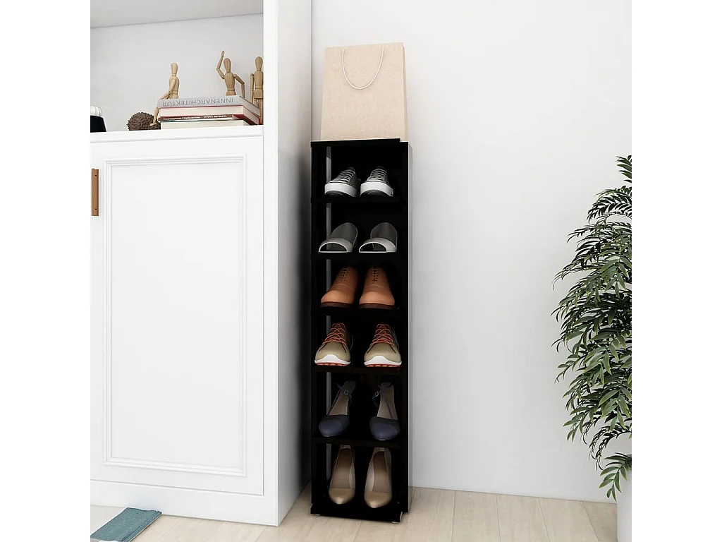 Schuhschrank Schuhregal Schwarz 27,5x27x102 cm Holzwerkstoff -gkd35870