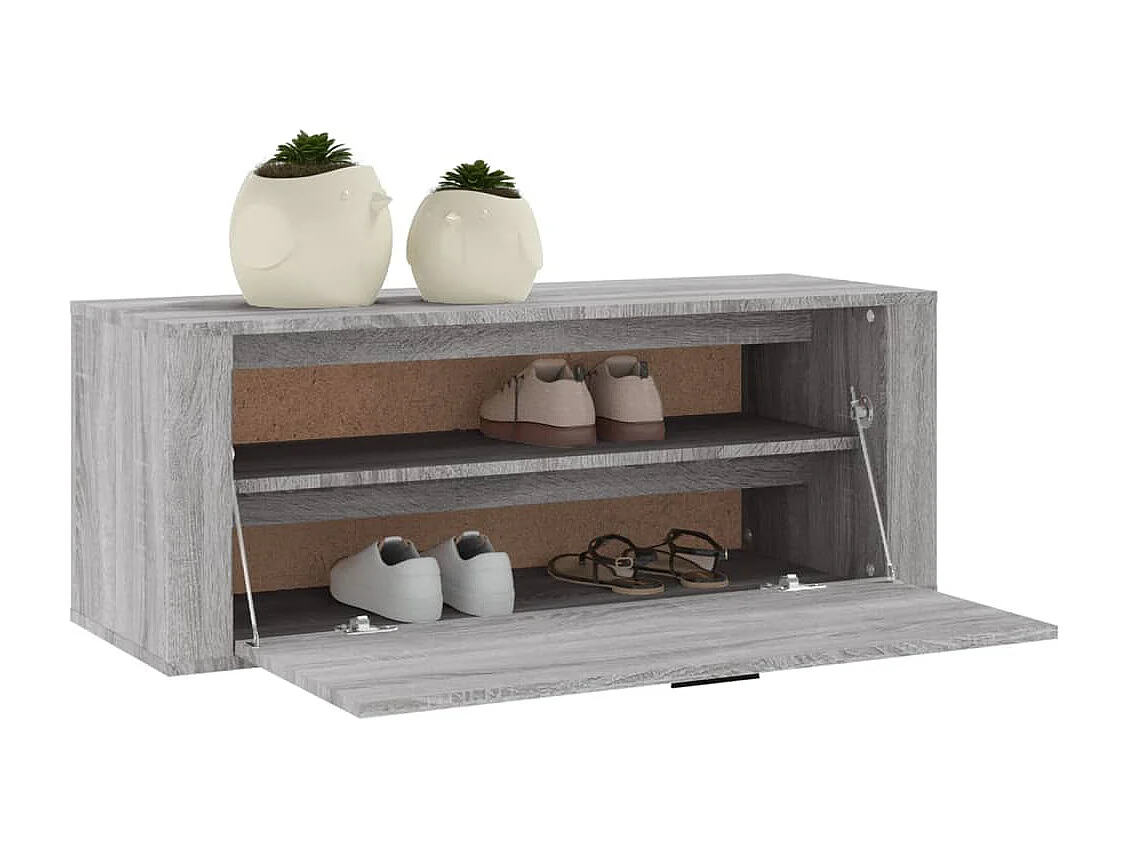 Wand-Schuhschrank Schuhregal Grau Sonoma 100x35x38 cm Holzwerkstoff -gkd90223