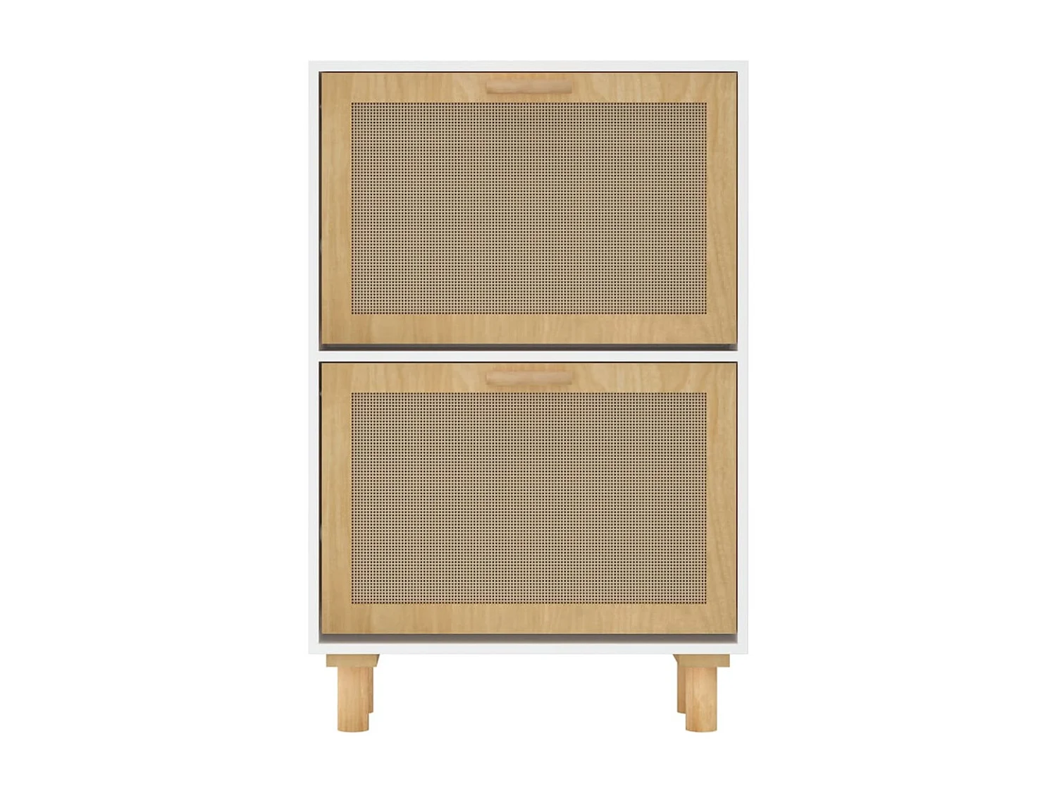 Schuhschrank Schuhregal Weiß 52x25x80 cm Holzwerkstoff & Rattan Natur -gkd18945