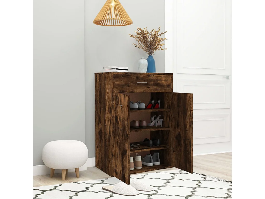 Schuhschrank Schuhregal Räuchereiche 60x35x84 cm Holzwerkstoff -gkd59690