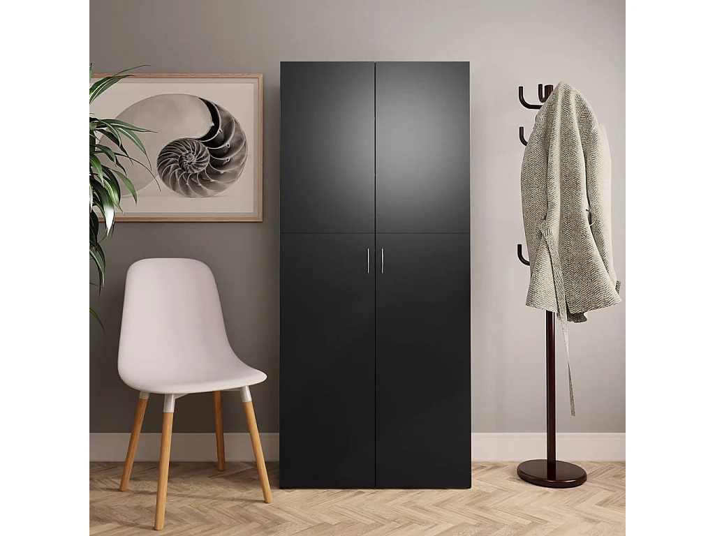 Scarpiera Nera 80x35,5x180 cm in Legno Multistrato FECD470530