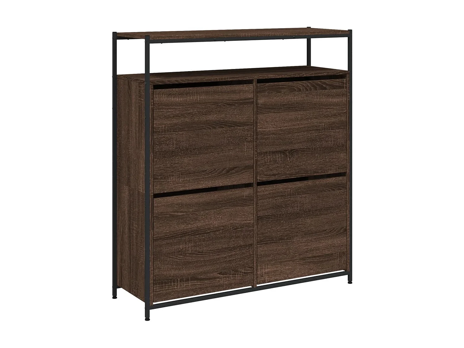 Schuhschrank Schuhregal mit 4 Klappen Braun Eiche-Optik 100x34x112 cm -gkd49168