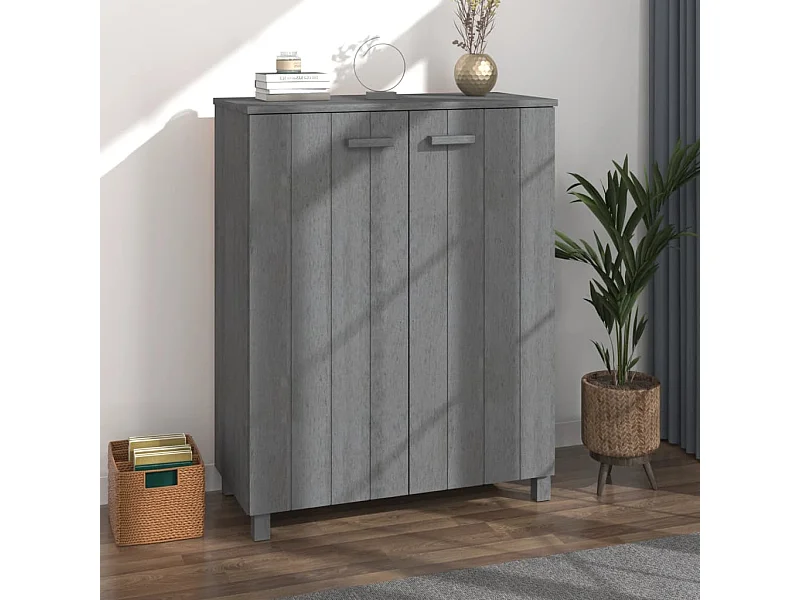 Schuhschrank Schuhregal HAMAR Dunkelgrau 85x40x108 cm Massivholz Kiefer -gkd79277