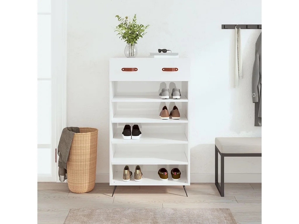 Schuhschrank Schuhregal Hochglanz-Weiß 60x35x105 cm Holzwerkstoff -gkd86265