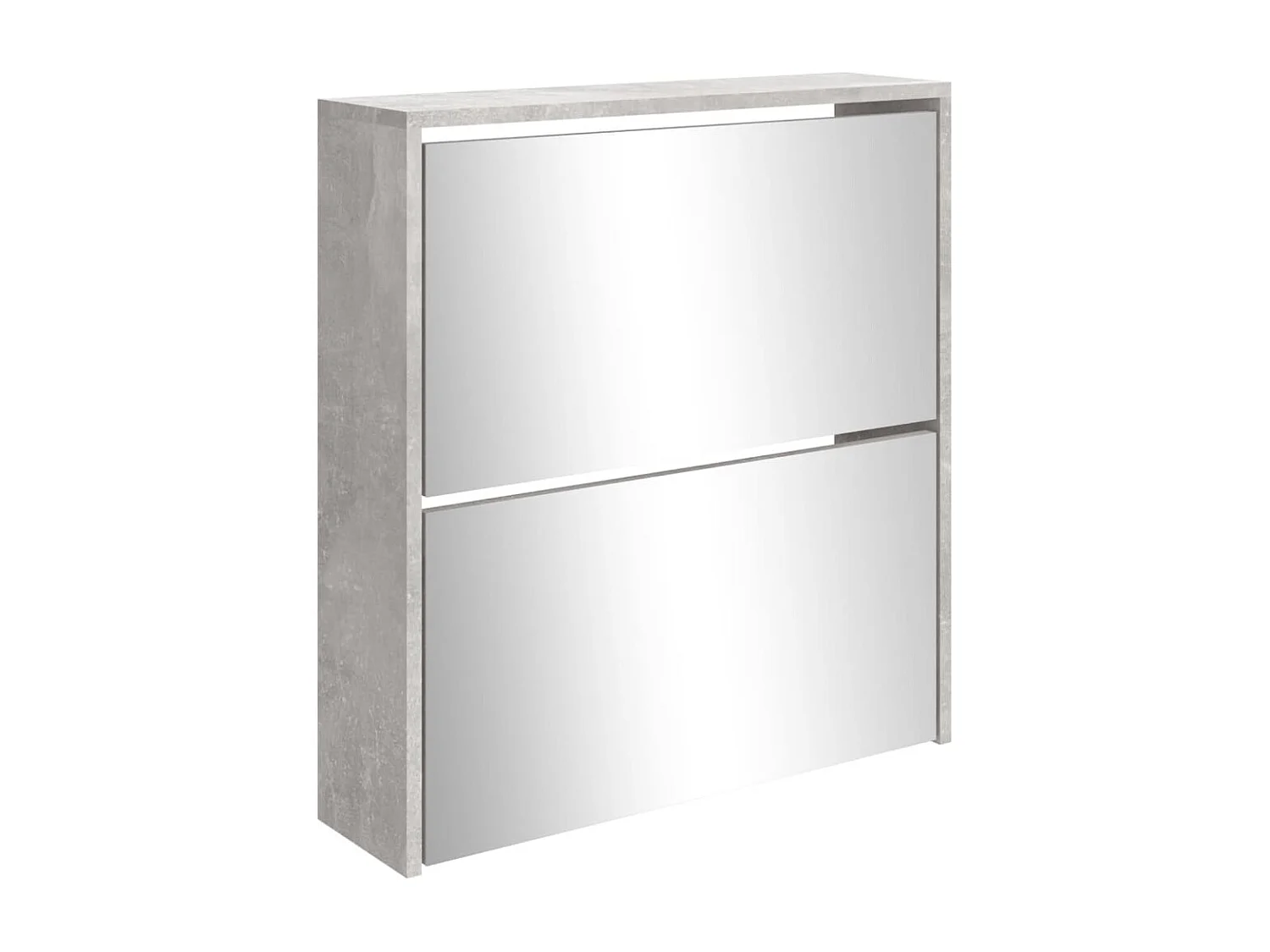 Schuhschrank Schuhregal mit Spiegel 2 Fächer Betongrau 63x17x67 cm -gkd45971