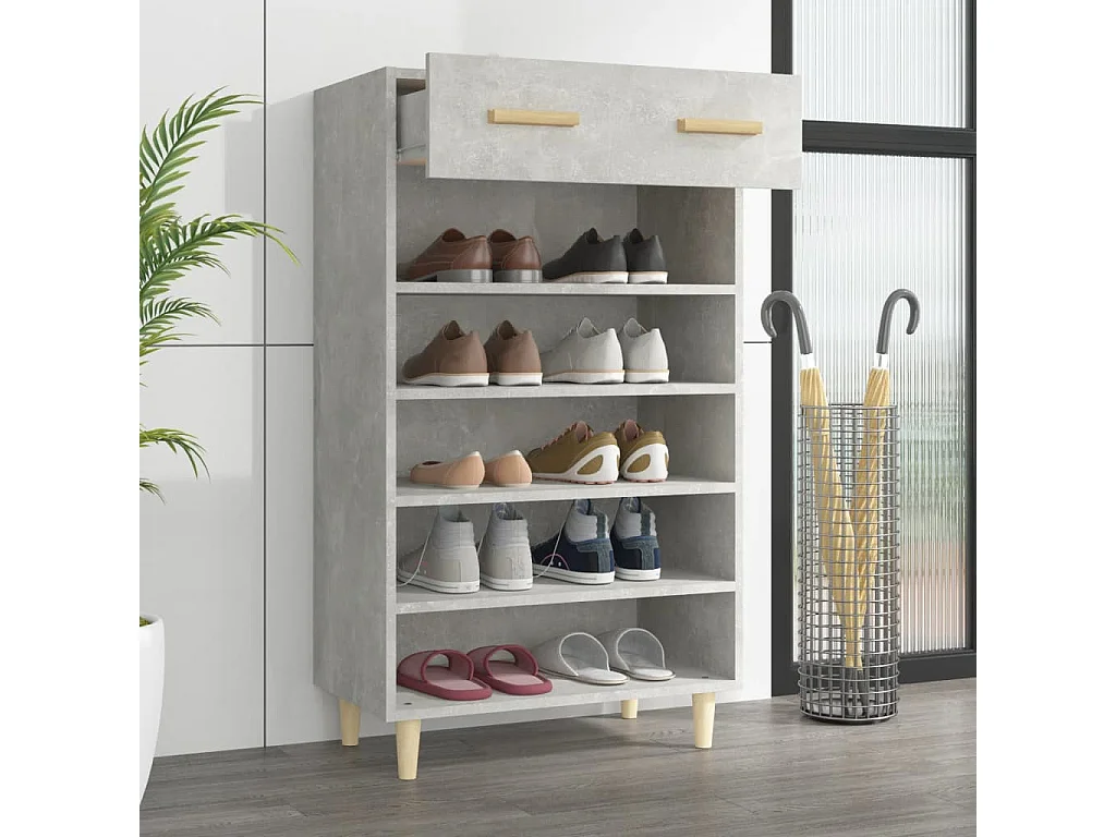 Schuhschrank Schuhregal Betongrau 60x35x105 cm Holzwerkstoff -gkd55248